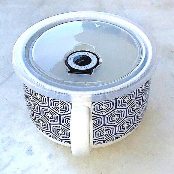 CIROA MUST HAVES MICROWAVE SOUP MUG BOWL NEW BLUE WHITE 5 INCH - Picture 5 of 10